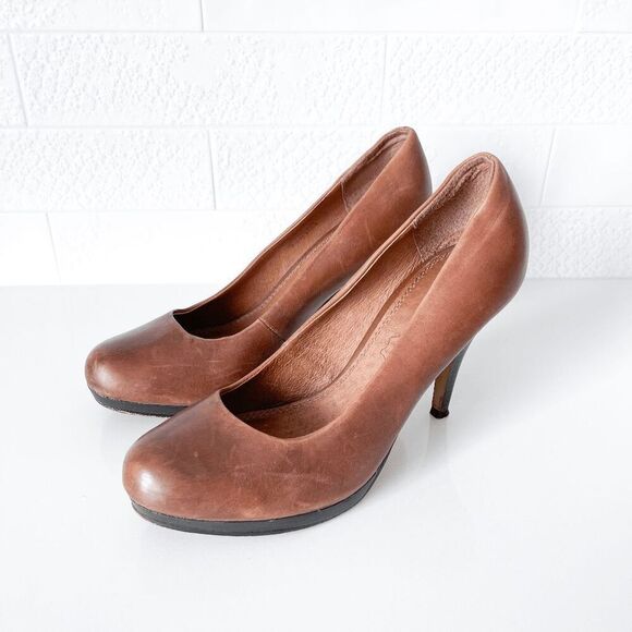 Aldo Womens Slip On Almond Toe Platform High Heel Brown 8 - Picture 3 of 10